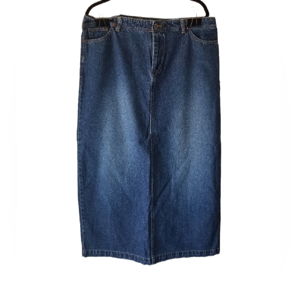 NWT Bailey's Point Women Retro 90s Midi Length A-Line Medium Wash Demin Skirt 16